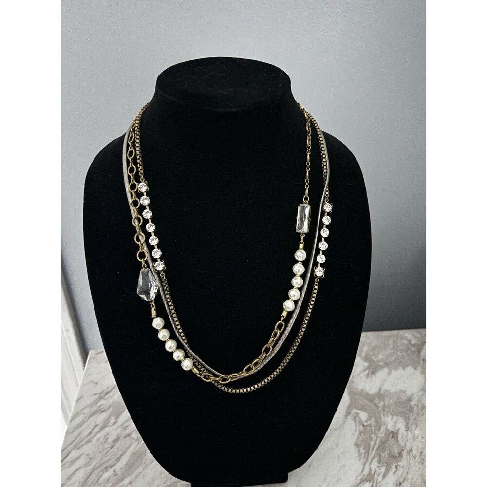 SILPADA KR Kelsey & Ryane  Rhinestone Brass Crystal Pearl Statement Necklace
